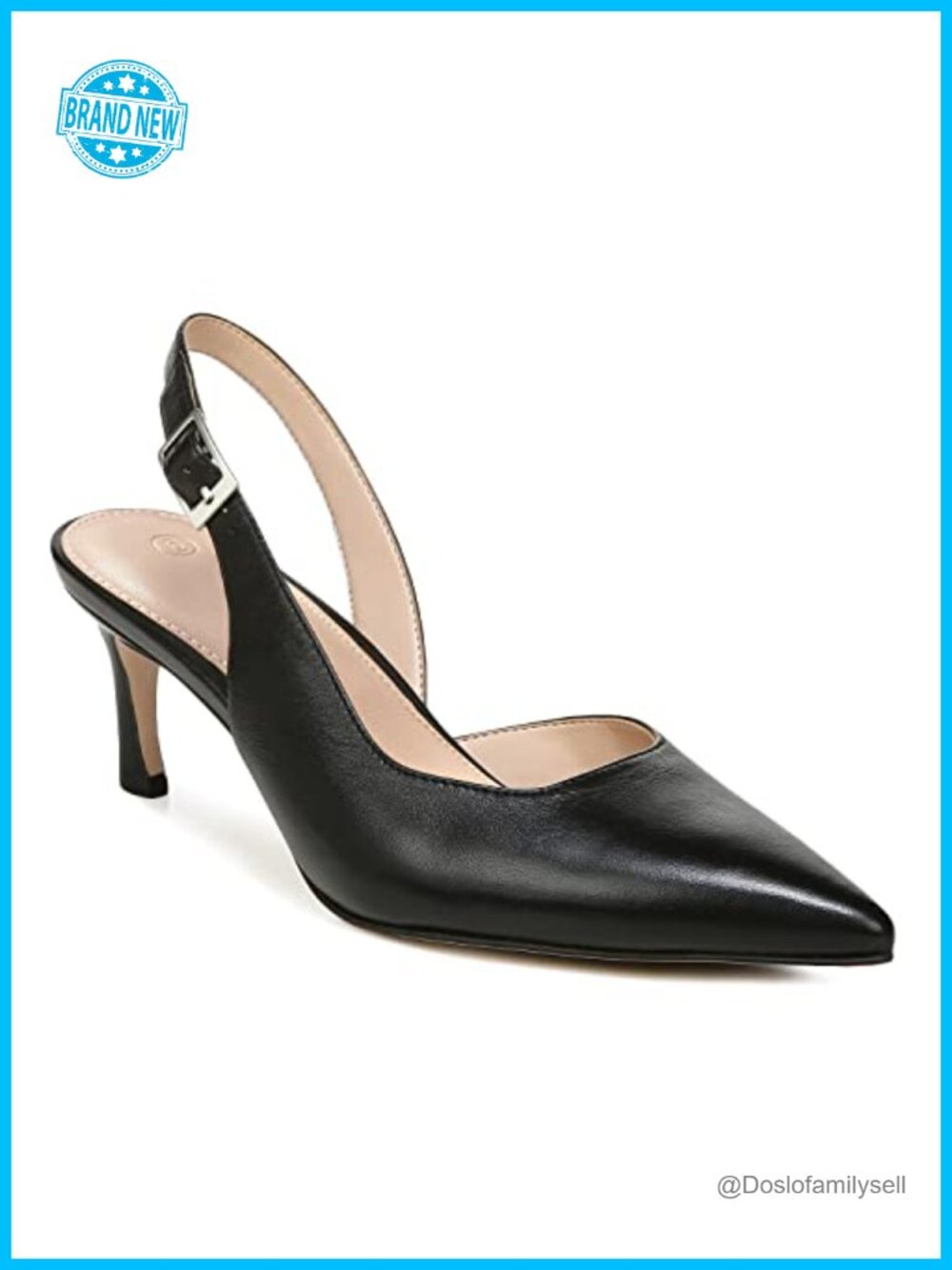 Faux Leather Slingback Kitten Heel Pumps Pointed Toe Office Dress Shoes